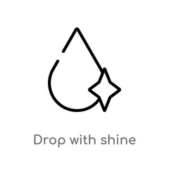 outline drop with shine vector icon. isolated black simple line element illustration from weather concept. editable vector stroke drop with shine icon on white background © zaurrahimov