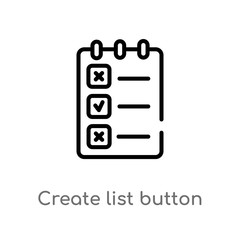 outline create list button vector icon. isolated black simple line element illustration from web concept. editable vector stroke create list button icon on white background