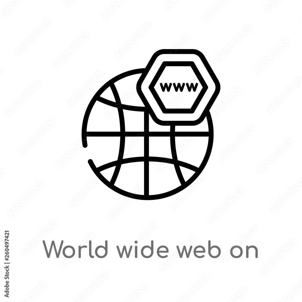 Poster outline world wide web on grid vector icon. isolated black simple line element illustration from web