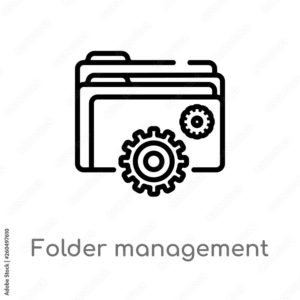 Poster outline folder management vector icon. isolated black simple line element illustration from web host