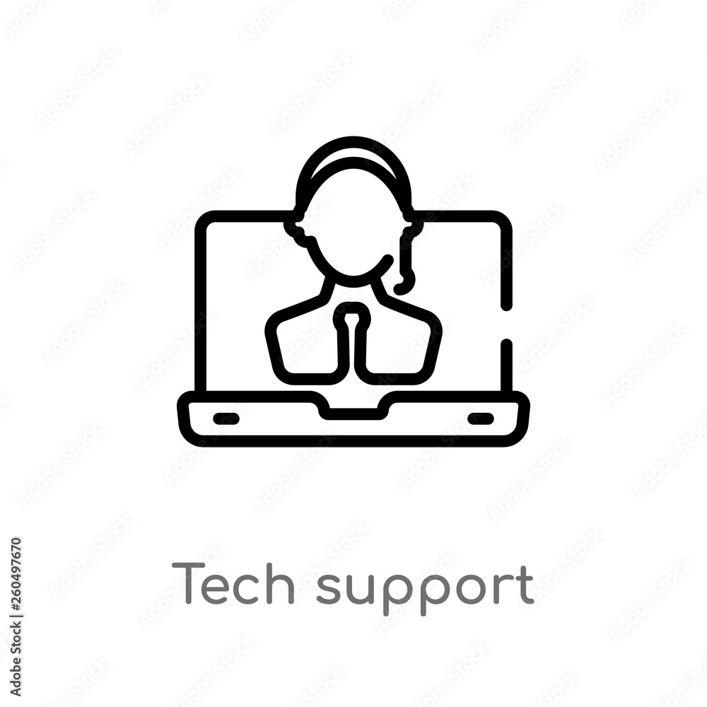 Poster outline tech support vector icon. isolated black simple line element illustration from web hosting c