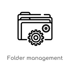 outline folder management vector icon. isolated black simple line element illustration from web hosting concept. editable vector stroke folder management icon on white background
