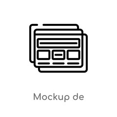outline mockup de vector icon. isolated black simple line element illustration from web hosting concept. editable vector stroke mockup de icon on white background