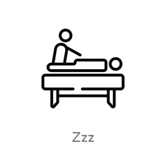 outline zzz vector icon. isolated black simple line element illustration from wellness concept. editable vector stroke zzz icon on white background