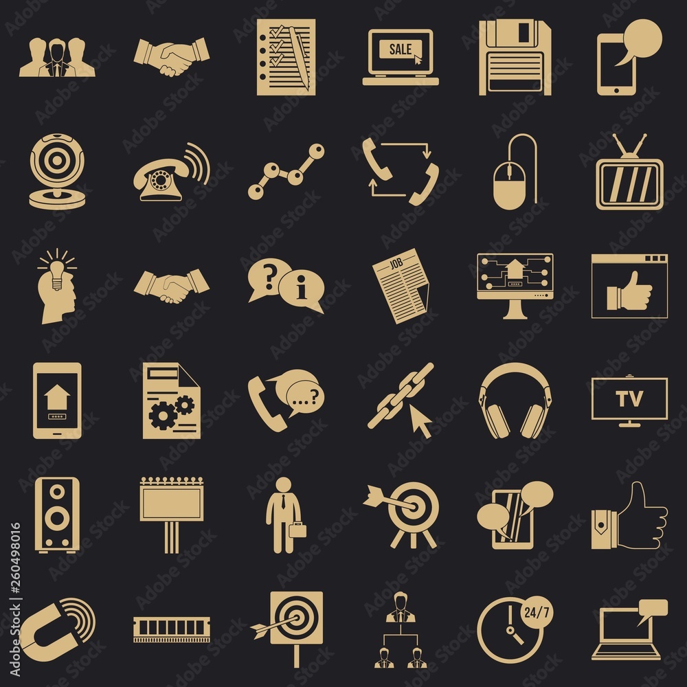 Poster exchange link icons set. simple style of 36 exchange link vector icons for web for any design