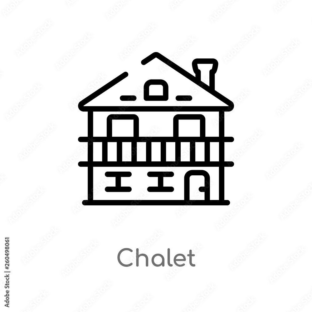 Poster outline chalet vector icon. isolated black simple line element illustration from winter concept. edi