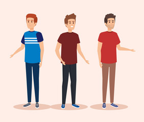 Obraz premium set cute boys with hairstyle and fashion clothes