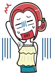 ワキのムダ毛を気にする女性のイラスト素材