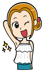 ワキがきれいな女性のイラスト素材