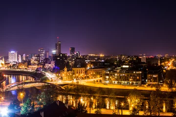 Foto op Plexiglas View of Vilnius from the high point at night. Lithuania © Shyshko Oleksandr