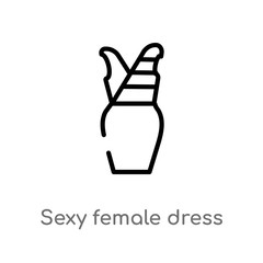 outline sexy female dress vector icon. isolated black simple line element illustration from woman clothing concept. editable vector stroke sexy female dress icon on white background