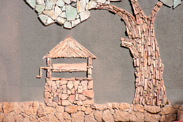 abstraction of an old well and a stone from a stone