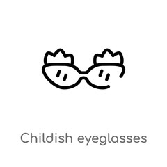 outline childish eyeglasses vector icon. isolated black simple line element illustration from woman clothing concept. editable vector stroke childish eyeglasses icon on white background