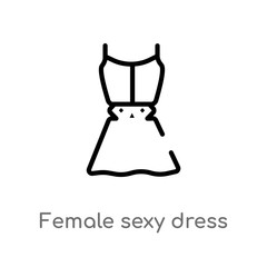 outline female sexy dress vector icon. isolated black simple line element illustration from woman clothing concept. editable vector stroke female sexy dress icon on white background