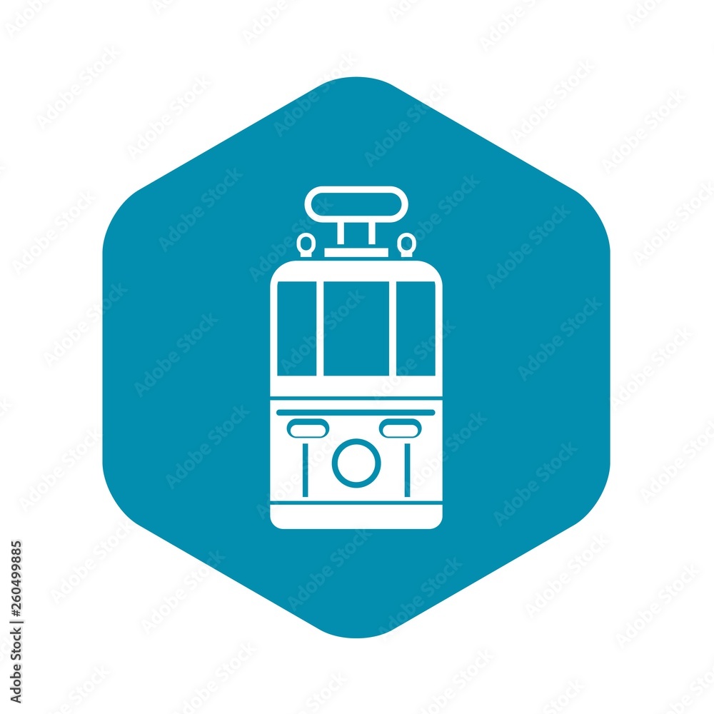 Poster tram front view icon. simple illustration of tram front view vector icon for web