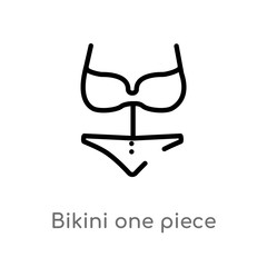 outline bikini one piece swimwear vector icon. isolated black simple line element illustration from woman clothing concept. editable vector stroke bikini one piece swimwear icon on white background