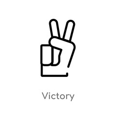 outline victory vector icon. isolated black simple line element illustration from world peace concept. editable vector stroke victory icon on white background