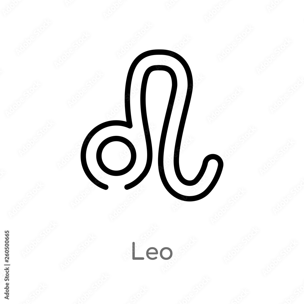 Poster outline leo vector icon. isolated black simple line element illustration from zodiac concept. editab