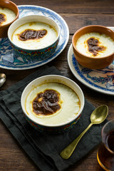 Turkish Rice Pudding, Traditional Dessert, Wooden Background