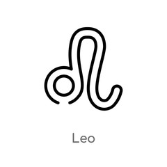 Obraz premium outline leo vector icon. isolated black simple line element illustration from zodiac concept. editable vector stroke leo icon on white background