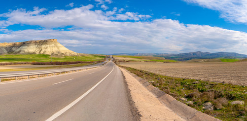The hill and the highway on the way of Ankara from Beypazari district