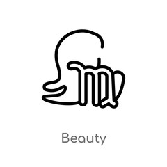 outline beauty vector icon. isolated black simple line element illustration from zodiac concept. editable vector stroke beauty icon on white background