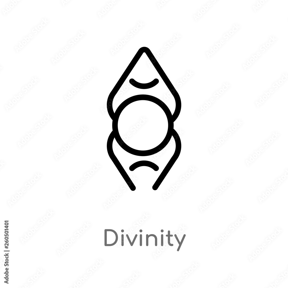 Poster outline divinity vector icon. isolated black simple line element illustration from zodiac concept. e