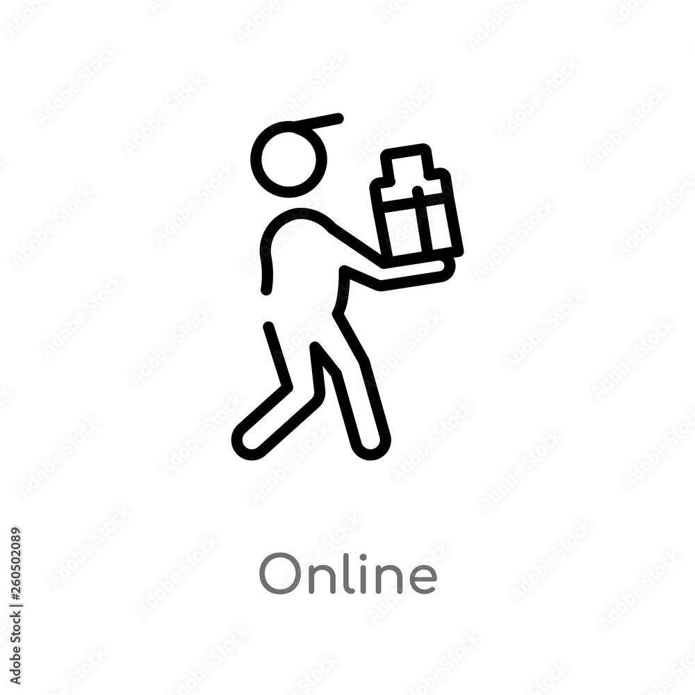 Poster outline online vector icon. isolated black simple line element illustration from fast food concept. 