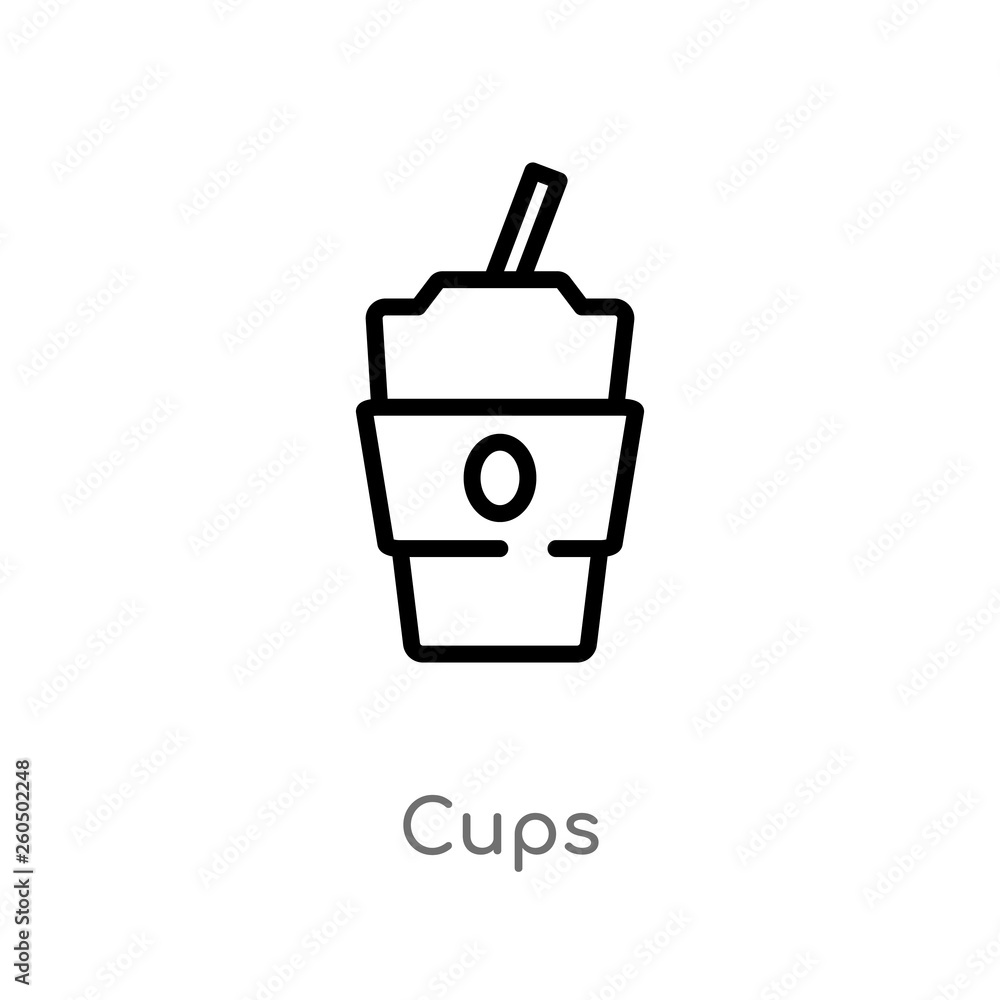 Poster outline cups vector icon. isolated black simple line element illustration from fast food concept. ed