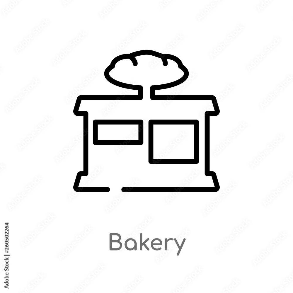 Poster outline bakery vector icon. isolated black simple line element illustration from fast food concept. 