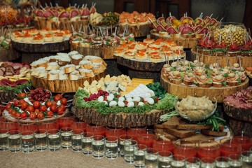 Festive catering meats and cheese selection