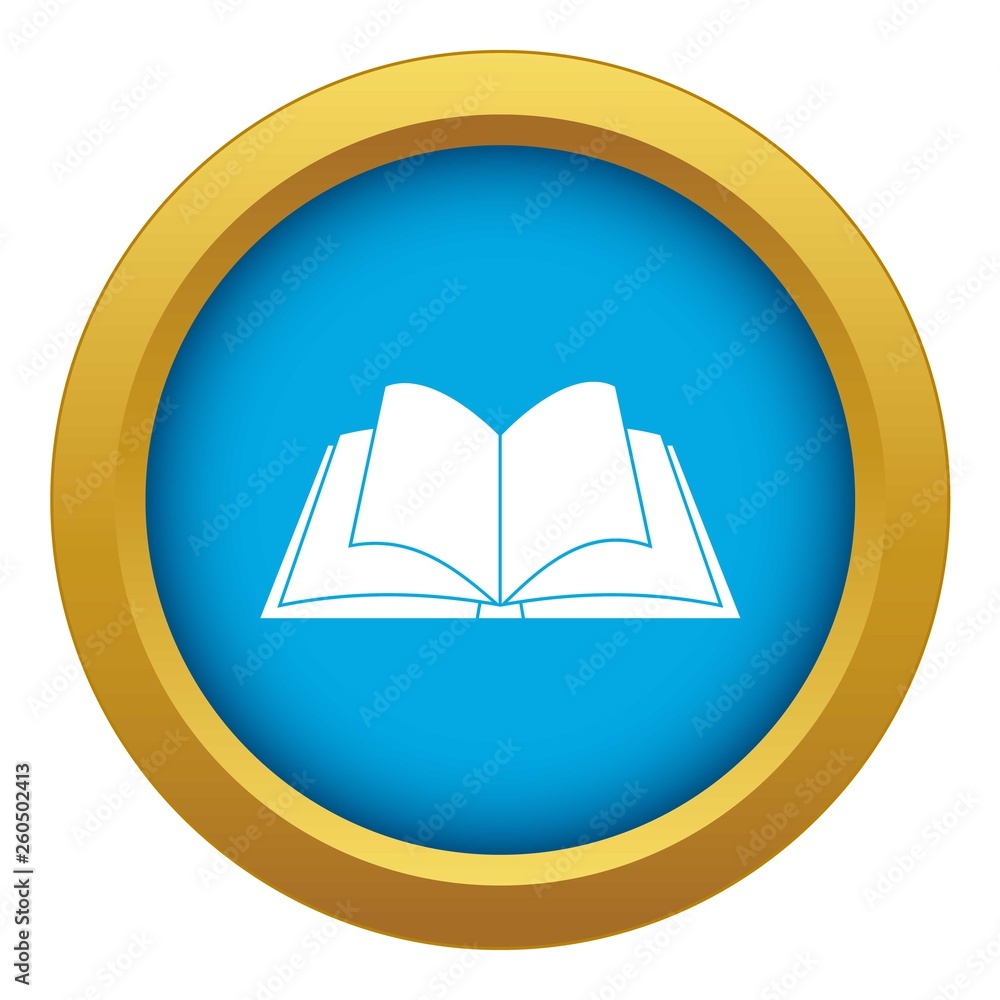 Poster opened book with pages fluttering icon blue vector isolated on white background for any design