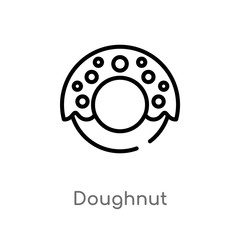 outline doughnut vector icon. isolated black simple line element illustration from fast food concept. editable vector stroke doughnut icon on white background