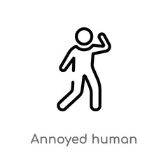 outline annoyed human vector icon. isolated black simple line element illustration from feelings concept. editable vector stroke annoyed human icon on white background