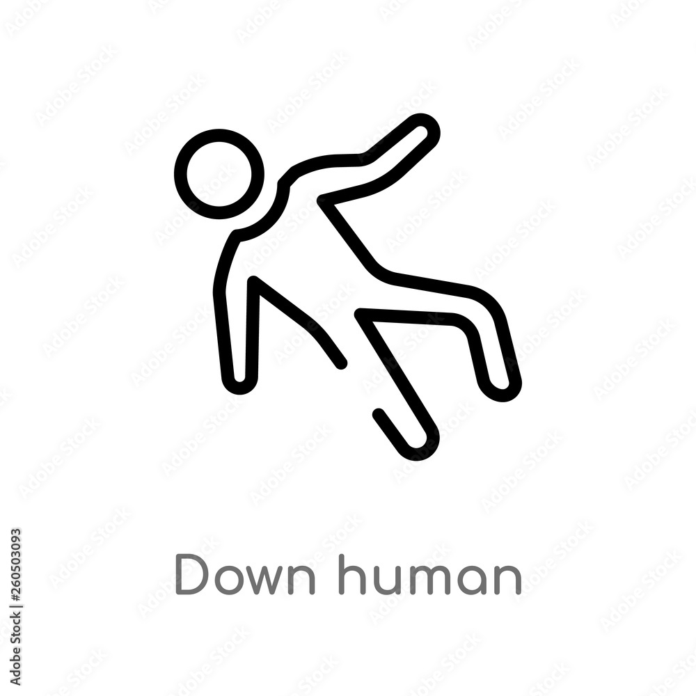 Poster outline down human vector icon. isolated black simple line element illustration from feelings concep