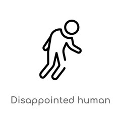 outline disappointed human vector icon. isolated black simple line element illustration from feelings concept. editable vector stroke disappointed human icon on white background