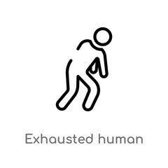 outline exhausted human vector icon. isolated black simple line element illustration from feelings concept. editable vector stroke exhausted human icon on white background