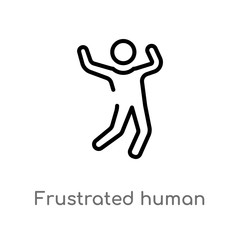 outline frustrated human vector icon. isolated black simple line element illustration from feelings concept. editable vector stroke frustrated human icon on white background