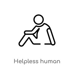 outline helpless human vector icon. isolated black simple line element illustration from feelings concept. editable vector stroke helpless human icon on white background