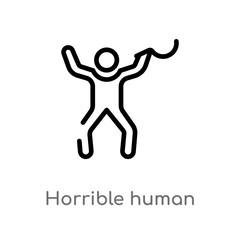 outline horrible human vector icon. isolated black simple line element illustration from feelings concept. editable vector stroke horrible human icon on white background