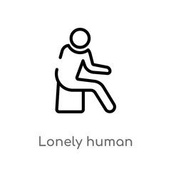 outline lonely human vector icon. isolated black simple line element illustration from feelings concept. editable vector stroke lonely human icon on white background