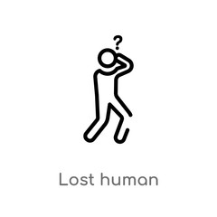 Fototapeta na wymiar outline lost human vector icon. isolated black simple line element illustration from feelings concept. editable vector stroke lost human icon on white background
