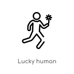 Fototapeta na wymiar outline lucky human vector icon. isolated black simple line element illustration from feelings concept. editable vector stroke lucky human icon on white background