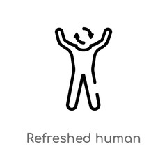 outline refreshed human vector icon. isolated black simple line element illustration from feelings concept. editable vector stroke refreshed human icon on white background