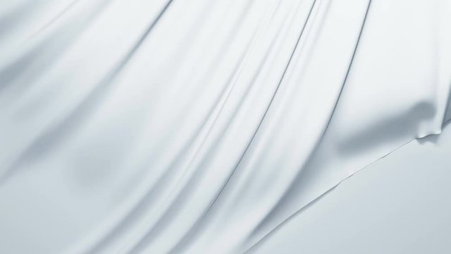 Beautiful White Waving Cloth Flying Away Opening the Background. Looped 3d Animation with Alpha Matte. Abstract Wavy Silk Fabric Surface Motion Revealing Screen. 4k Ultra HD 3840x2160