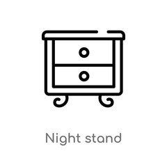 outline night stand vector icon. isolated black simple line element illustration from furniture & household concept. editable vector stroke night stand icon on white background