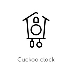 outline cuckoo clock vector icon. isolated black simple line element illustration from furniture & household concept. editable vector stroke cuckoo clock icon on white background
