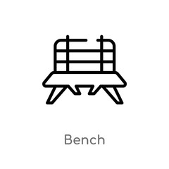 outline bench vector icon. isolated black simple line element illustration from furniture and household concept. editable vector stroke bench icon on white background