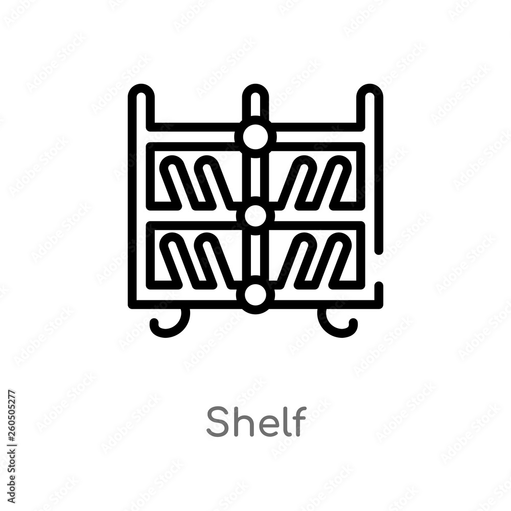 Poster outline shelf vector icon. isolated black simple line element illustration from furniture and househ
