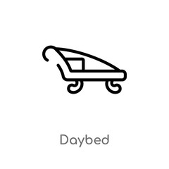 outline daybed vector icon. isolated black simple line element illustration from furniture and household concept. editable vector stroke daybed icon on white background